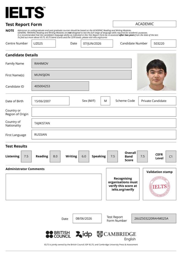 IELTS сертификат